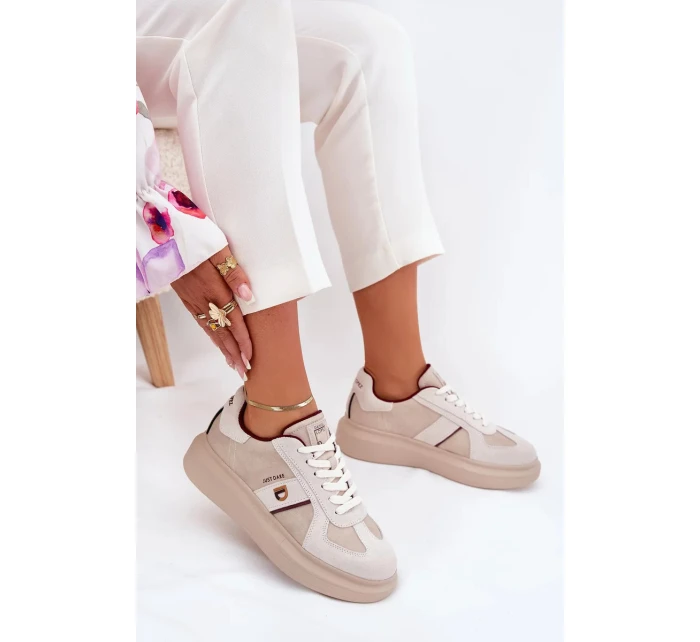 Dámske kožené tenisky na platforme Daniel Lopez Just Dare - béžové Dámske kožené tenisky na platforme Daniel Lopez Just Dare - béžové