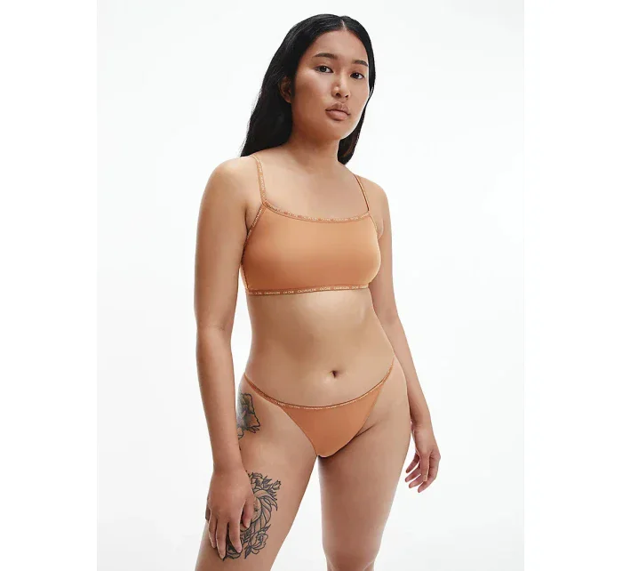 Dámske tangá 2pack QD3788E - W5K - Hnedá - Calvin Klein