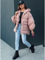 Dámská prošívaná bunda oversize s kapucí růžová Dstreet model 21979619 - FashionStreet