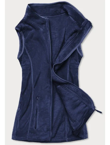 Tmavomodrá plyšová dámska vesta (HH003-50)