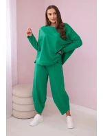 Bavlněná mikina kalhoty set zelený