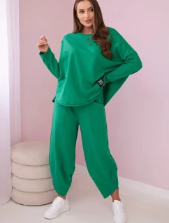 Bavlněná mikina kalhoty set zelený