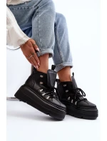 Zazoo 3416 Skórzane Damskie Buty Sportowe Czarne