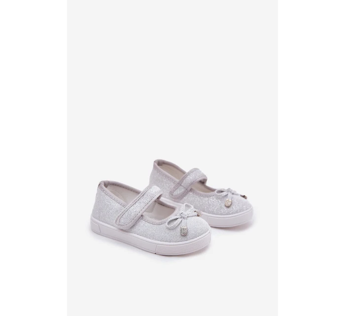 Dětské Baleríny S Mašlí Stříbrné model 21692299 - Boto