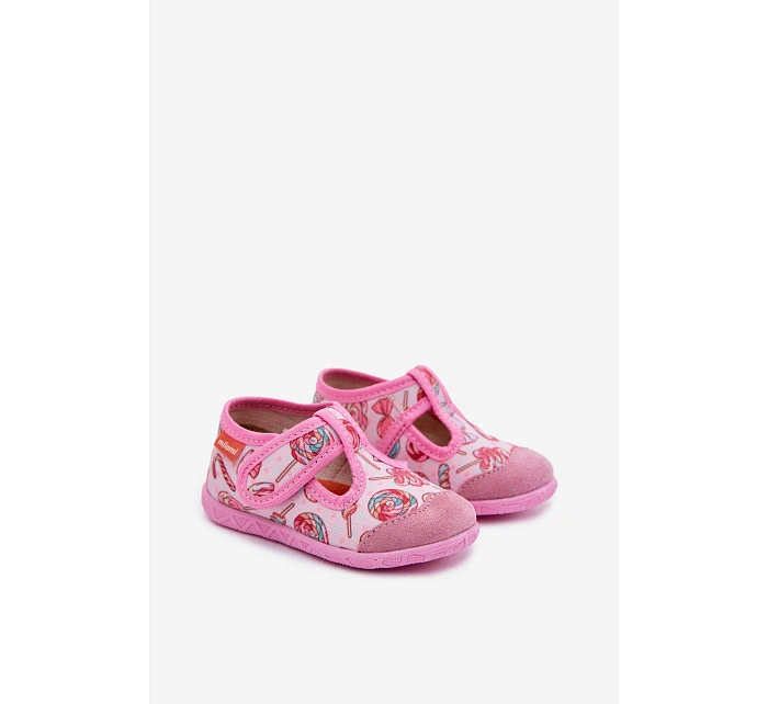 Dětské pantofle na suchý zip Růžové model 22101122 - Milami Dětské pantofle na suchý zip Růžové model 22101122 - Milami