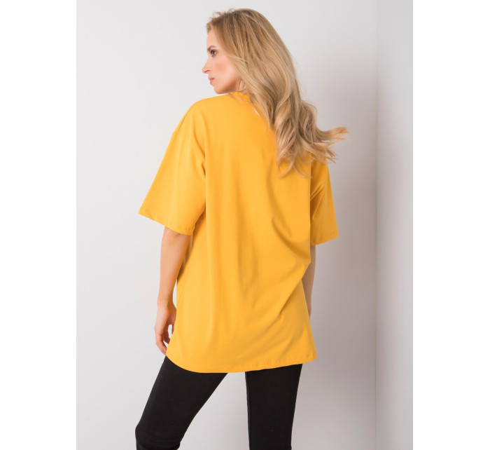 RUE PARIS Tmavo žlté bavlnené tričko