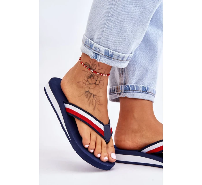 Dámské žabky na platformě Big Star LL274779 námořnická modrá