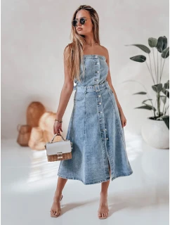 Džínsové midi šaty s opaskom SUMMER SKY blue FashionStreet EY2585