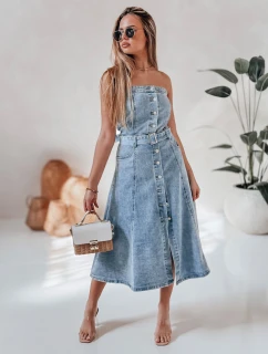 Džínsové midi šaty s opaskom SUMMER SKY blue Dstreet EY2585