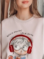 Dámska mikina s potlačou LALA VIBE pink FashionStreet BY1505