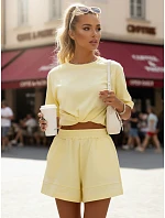 Bavlnená dámska súprava so šortkami Poľský výrobok žltá FashionStreet AY1170