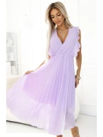 plisované šaty s volánky a výstřihem barva model 20952086 - numoco