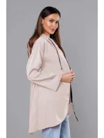 Světle béžový tenký asymetrický dámský přehoz přes oblečení model 18001589 - S'WEST Světle béžový tenký asymetrický dámský přehoz přes oblečení model 18001589 - S'WEST