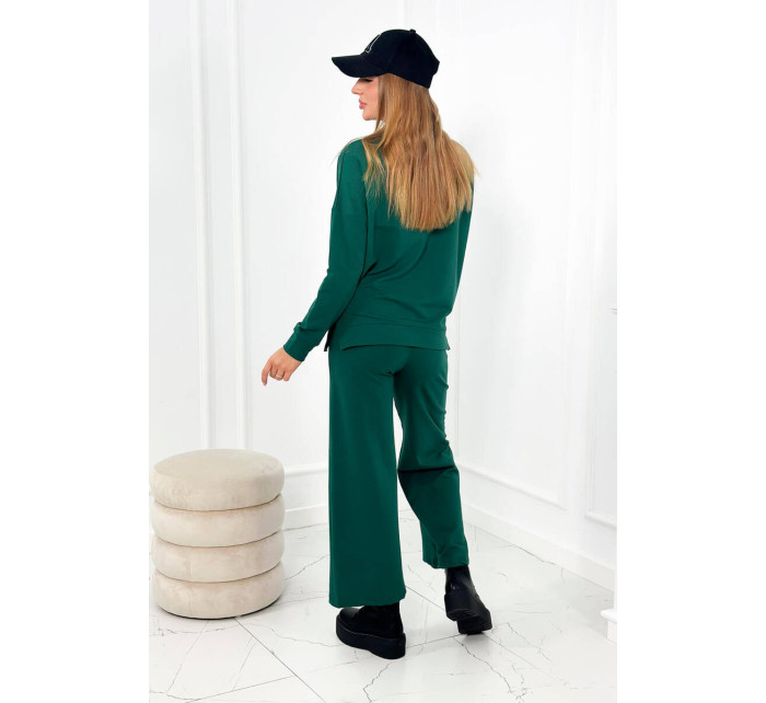 Bavlnený komplet Mikina + Nohavice so širokými nohavicami zelený
