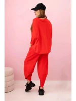 Bavlněná mikina kalhoty set červený