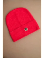 Dámska čiapka z mäkkej alpaky s ozdobnou plaketou malinová Dámska čiapka z mäkkej alpaky s ozdobnou plaketou malinová