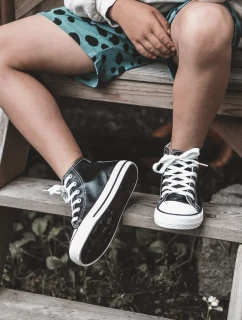 Dětské kožené vysoké tenisky Černe a bíle Marney