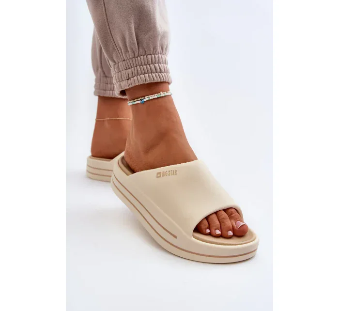 Dámske papuče na platforme Big Star Beige