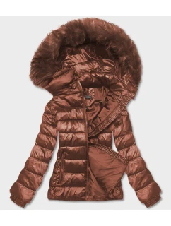 Hnedá krátka dámska zimná bunda (YP-20129-106)