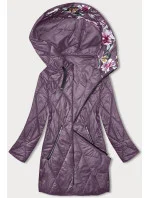 Fialová dámska bunda s ozdobnou kapucňou (B8215-71)