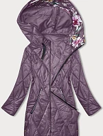 Dámska bunda s ozdobnou kapucňou vo fialovej farbe (B8215-71)