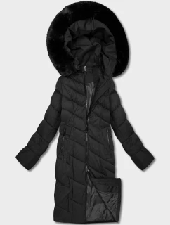 Černá dlouhá dámská bunda s kapucí model 21794496 - ROSSE LINE