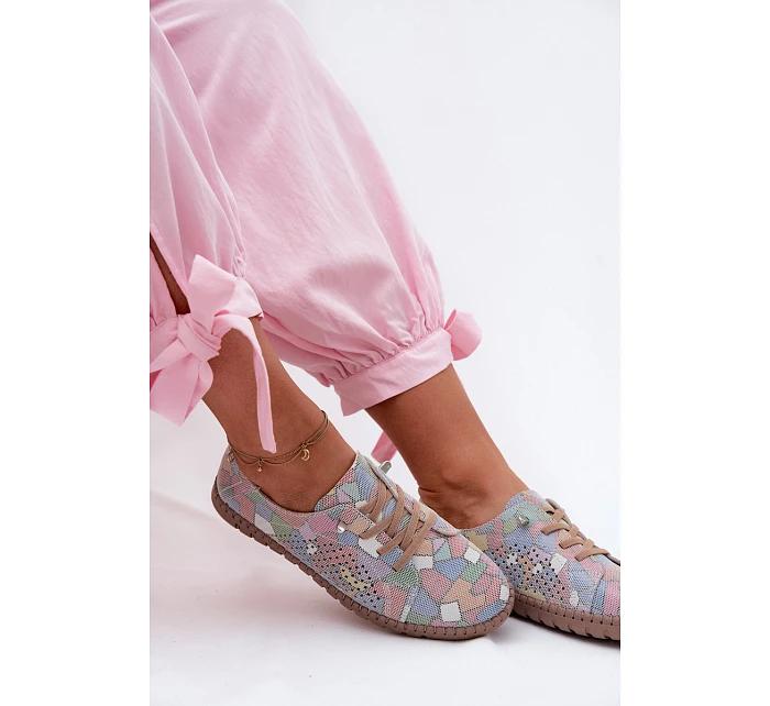 Vzorované vzorované dámské polobotky z přírodního semiše vícebarevné model 22123289 - Boto