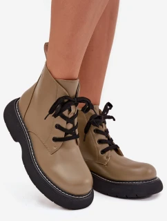 Dámske topánky Harmine - zateplené, na platforme, so šnurovaním, zelené