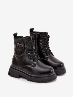 Dievčenské zateplené čižmy s dekoráciou LOVE - čierne Rosaira