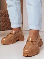 Dámské lakované mokasíny khaki model 21983972 - Dstreet Dámské lakované mokasíny khaki model 21983972 - Dstreet