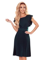 396-3 LAYLA Plisované šaty s opaskom - BOTTLE GREEN 396-3 LAYLA Plisované šaty s opaskom - BOTTLE GREEN