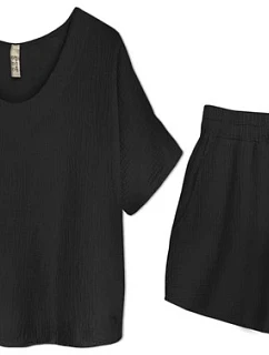 Černý bavlněný komplet tričko a šortky model 20185219 - MADE IN ITALY