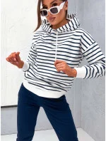 Tmavě modrý dámský bavlněný teplákový komplet s mikinou model 21777414 - Moon Tmavě modrý dámský bavlněný teplákový komplet s mikinou model 21777414 - Moon