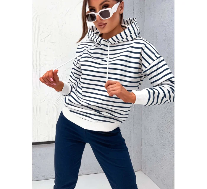 Tmavě modrý dámský bavlněný teplákový komplet s mikinou model 21777414 - Moon Tmavě modrý dámský bavlněný teplákový komplet s mikinou model 21777414 - Moon