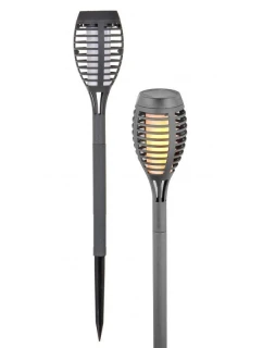 DANCING FLAMES SOLAR LAMP 12 LED SMD 7,5x7,5x46,5 cm sivá