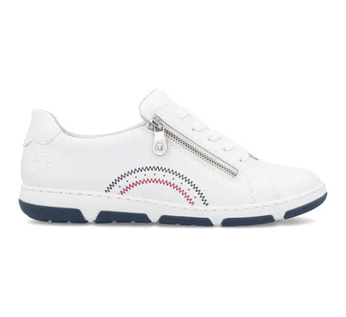 Dámské bílé kožené polobotky na zip model 21948512 - Rieker