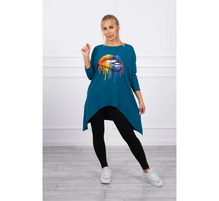 Oversize blúzka s potlačou dúhových pier marine Oversize blúzka s potlačou dúhových pier marine