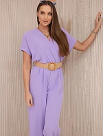 Kombinéza s ozdobným pásom svetlo fialová