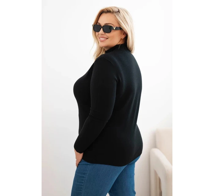Dámsky sveter v nadmernej veľkosti z viskózy s rolákom čierny Dámsky sveter v nadmernej veľkosti z viskózy s rolákom čierny