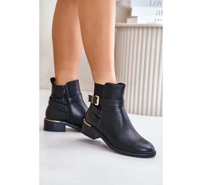 Botki Sztyblety Damskie Na Niskim Obcasie Ocieplane Czarne Zinlora Botki Sztyblety Damskie Na Niskim Obcasie Ocieplane Czarne Zinlora