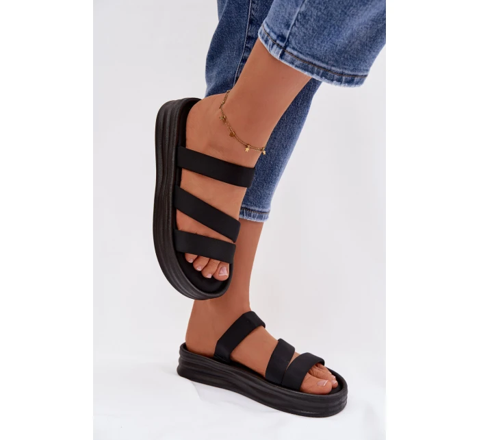 dámské pantofle na platformě s pásky Černé model 21943290 - Boto dámské pantofle na platformě s pásky Černé model 21943290 - Boto