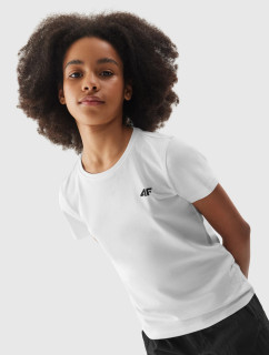 Dievčenské jednofarebné tričko 4F - biele