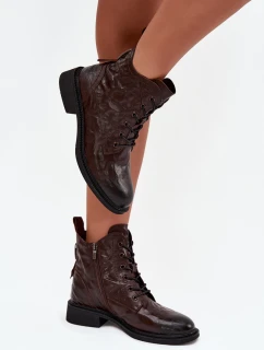 Dámske topánky Artiker - zateplené, prírodná koža, čokoláda