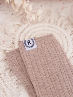 Dámske bavlnené rebrované ponožky - béžové