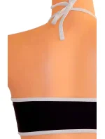 Dámske plavky dvojdielne sexi bikiny Sultry polstrované košíčky zdobené bielymi lemami čierne - Čierna - OEM