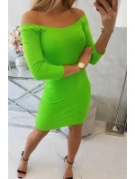 Pruhované vypasované šaty zelené neónové