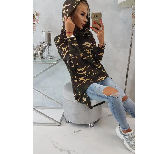 Mikina moro s dlhým chrbtom khaki+hnedá Mikina moro s dlhým chrbtom khaki+hnedá