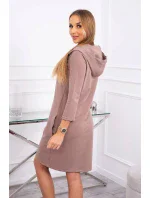 Šaty s kapucňou a vreckami mocca