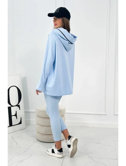 Bavlněná mikina s kapucí + legíny modrý Bavlněná mikina s kapucí + legíny modrý