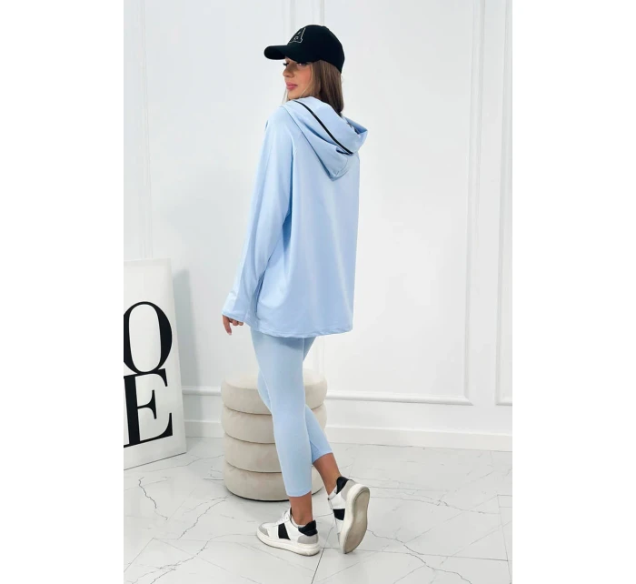 Bavlněná mikina s kapucí + legíny modrý Bavlněná mikina s kapucí + legíny modrý